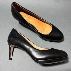 Corso Como 'Lara' Black Leather Platform Pumps Women's Size 7M